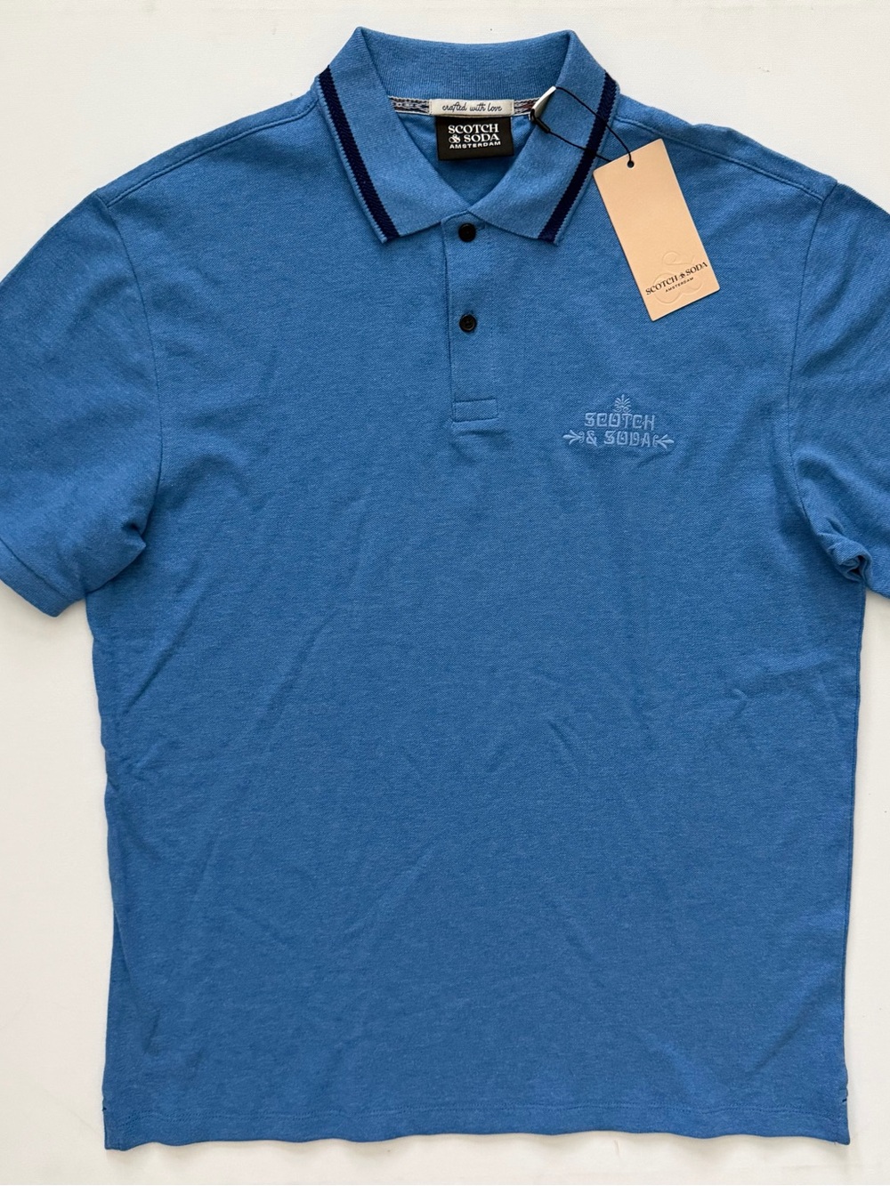 Scotch & Soda Blue Polo with Contrast Collar Size L
